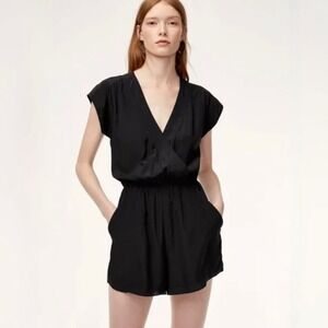 Babaton Corbett Romper - Silk Jumpsuit - Black - Size M